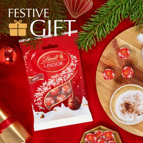 Lindt Lindor Christmas Milk Chocolate Mini Truffles Bag 80g