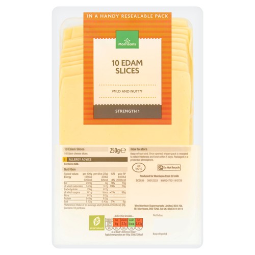 Morrisons 10 Edam Slices 250g