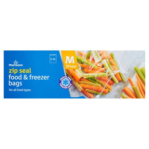 Morrisons Medium Zip Food/Freezer Bags 25 Pack