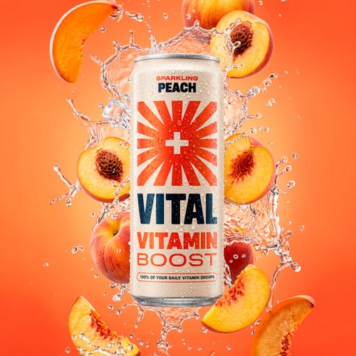 Vital Vitamin Water Sparkling Peach 4 x 330ml