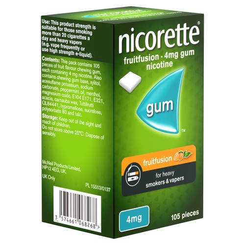 Nicorette Fruitfusion Gum 4mg 105s