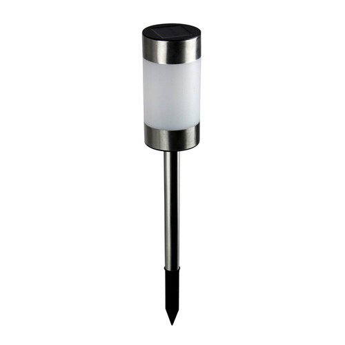 Nutmeg Solar Stick Light - Brushed Steel & White1