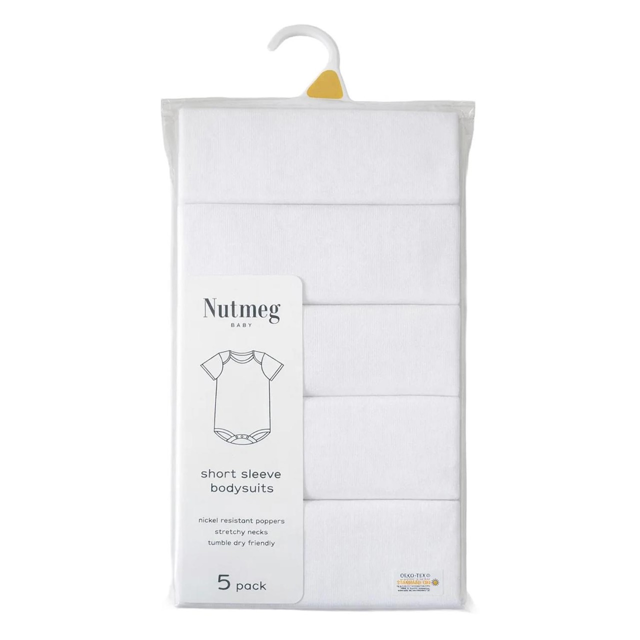 Nutmeg 12-18 Months White Short Sleeved Bodysuits