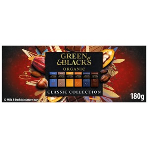 Green & Black's Organic Classic Miniature Dark, Milk & White Chocolate Bar Gifting Collection 180g