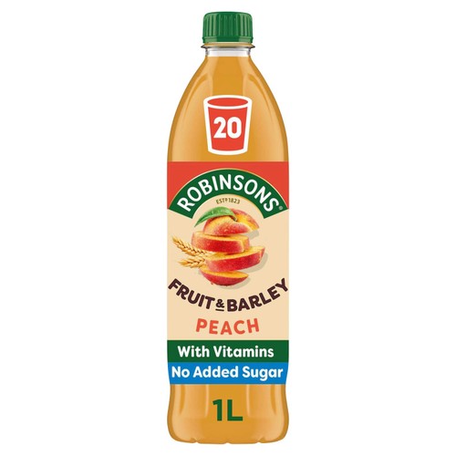 Robinsons Fruit & Barley With Vitamins No Added Sugar Peach Squash 1L