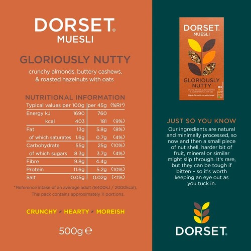 Dorset Gloriously Nutty Muesli Breakfast Cereal 500g