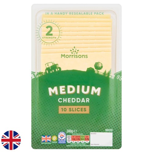 Morrisons British Medium Cheddar Slices 240g