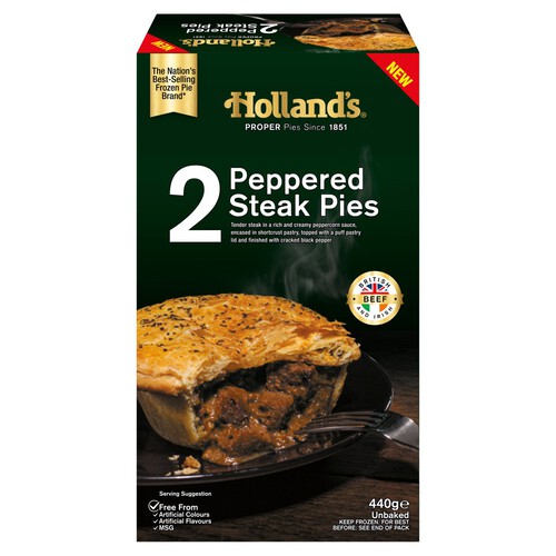 Holland's 2 Peppered Steak Pies