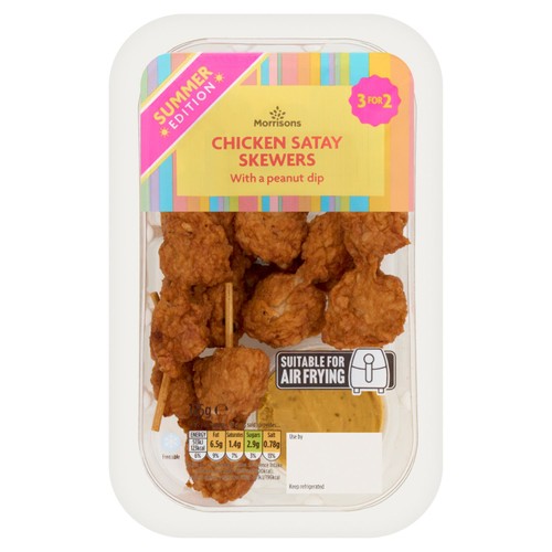 Morrisons chicken satay skewers with a rich peanut dip