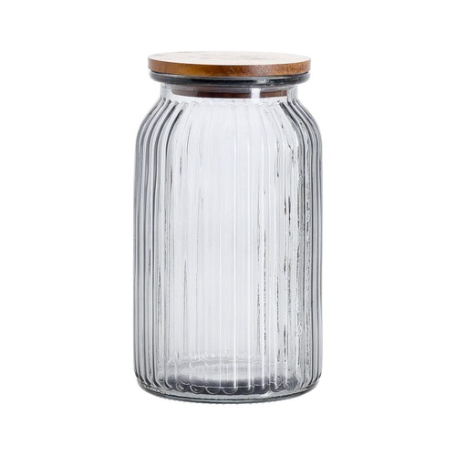 Kitchen & Co Ribbed Smoked Large Glass Jar