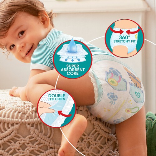 Pampers Baby-Dry Nappy Pants Size 8, 22 Nappies, 19kg+, Essential Pack