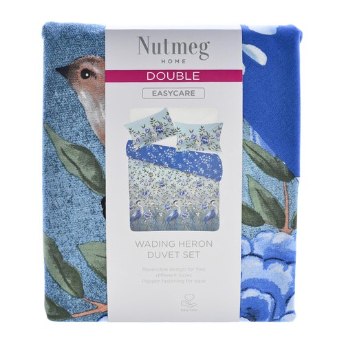 Nutmeg Home  Easy Care Wading Heron Duvet Set Double