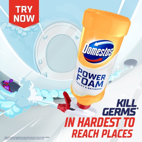 Domestos Power Foam Toilet & Bathroom Cleaner Spray Citrus Blast 450ml