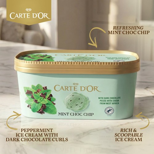 Carte D'Or Refreshing Mint Choc Chip Ice Cream Tub 900ml