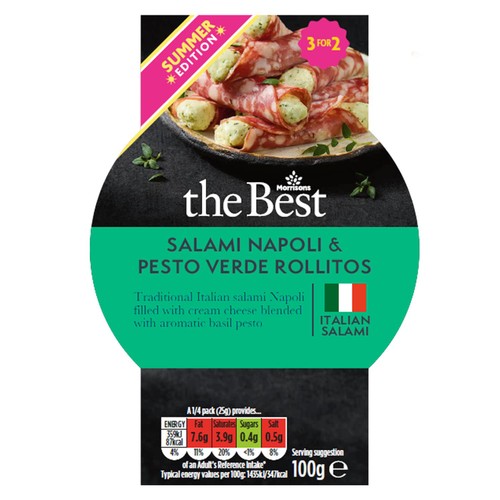 Morrisons The Best Salami Napoli And Pesto Rollitos 100g