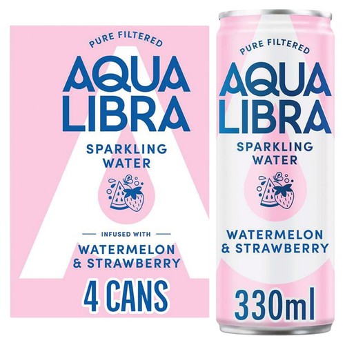 Aqua Libra Watermelon & Strawberry Sparkling Water  4 x 330ml
