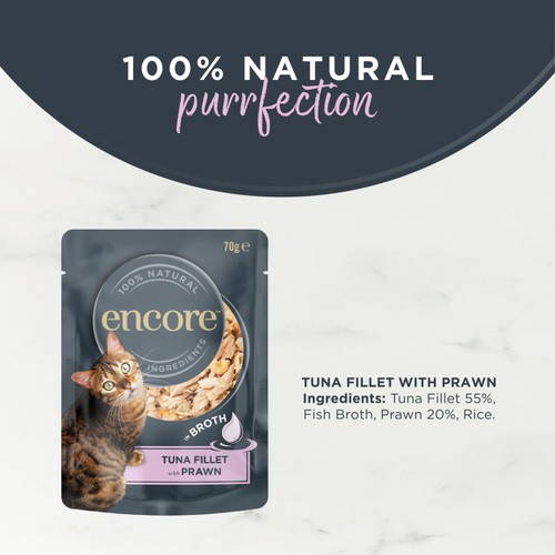 Encore Cat Pouch, Tuna Fillet with Prawn in Broth