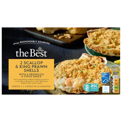 Morrisons The Best 2 Scallop & King Prawn Shells 200g