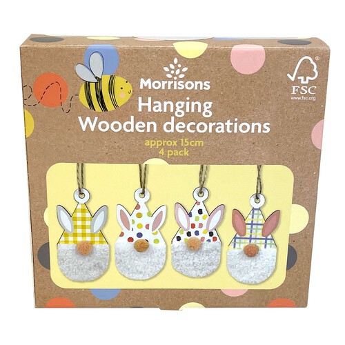 Morrisons Hanging Wooden Gonk Decorations