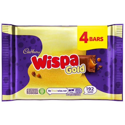 Cadbury Wispa Gold Chocolate Bar 4 Pack Multipack