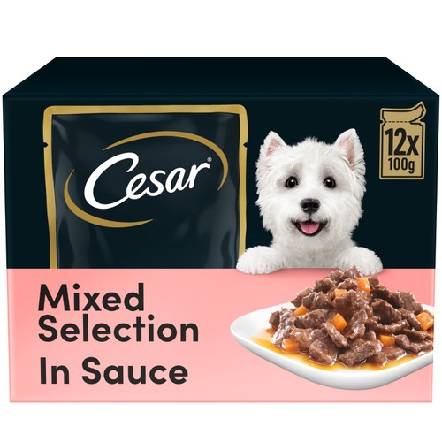 Cesar Deliciously Fresh Wet Dog Food Pouches Mixed In Sauce 12x100g