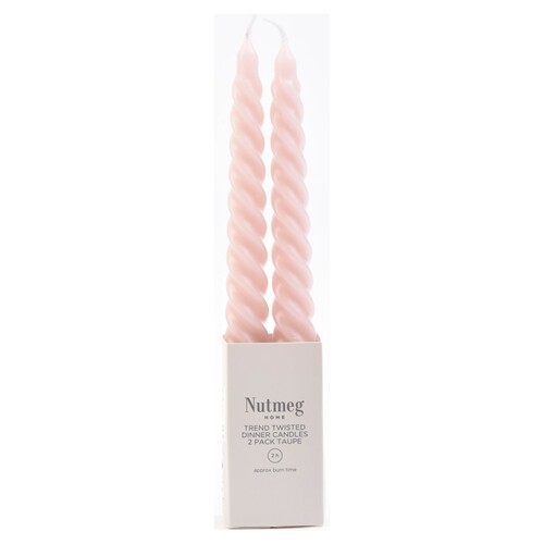 Nutmeg Home Trend Twisted Dinner Candles Taupe 