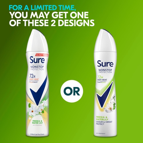 Sure Antiperspirant Deodorant Nonstop Freesia & Waterlily 250ml