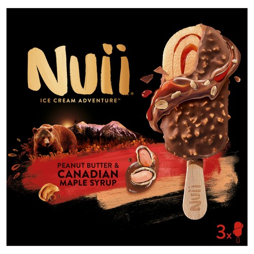 Nuii peanut butter and canadian maple ice cream sticks
