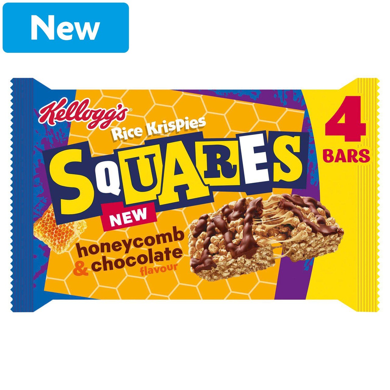 Kellogg's Rice Krispies Squares Honeycomb & Chocolate Cereal Bars 4x33g