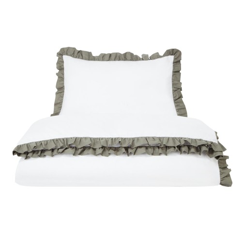 Home Style 100% Cotton Nostalgic Charm Contrast Frill Duvet Set Double