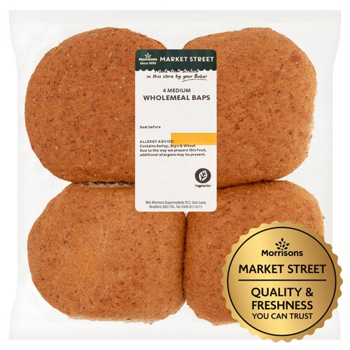 Market Street Medium Wholemeal Baps 