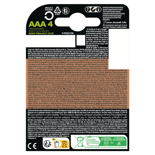 Duracell Rechargeable AAA 900mAh Batteries