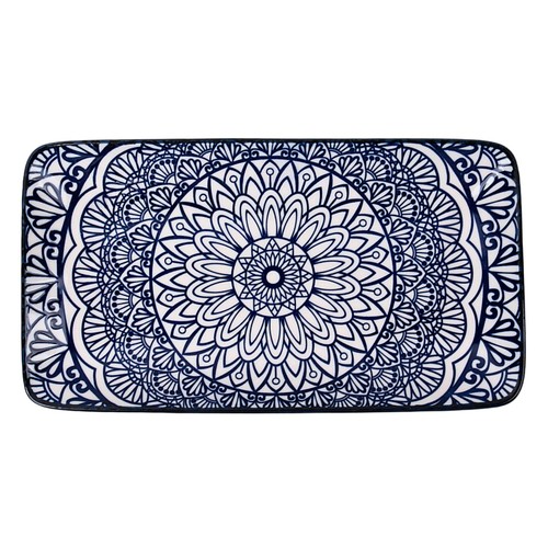 Nutmeg Home Tranquility Pad Rectangular Navy Platter