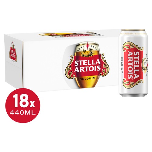 Stella Artois Premium Lager Beer Cans  18 x 440ml