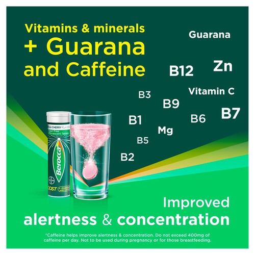 Berocca Boost + Guarana Acerola Cherry 10 Effervescent Tablets