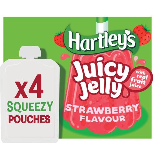 Hartley's Strawberry Flavour Juicy Jelly Pouches 4 x 90g (360g)