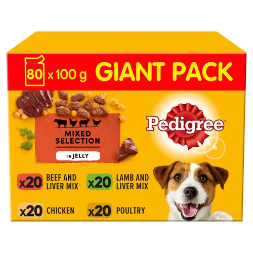 Pedigree Adult Wet Dog Food Pouches Mixed in Jelly Giant Pack 