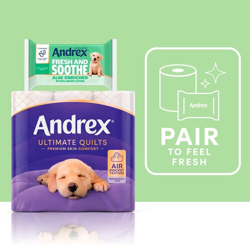 Andrex Fresh & Soothe Moist Toilet Tissue Flushable Hygiene Wipes 