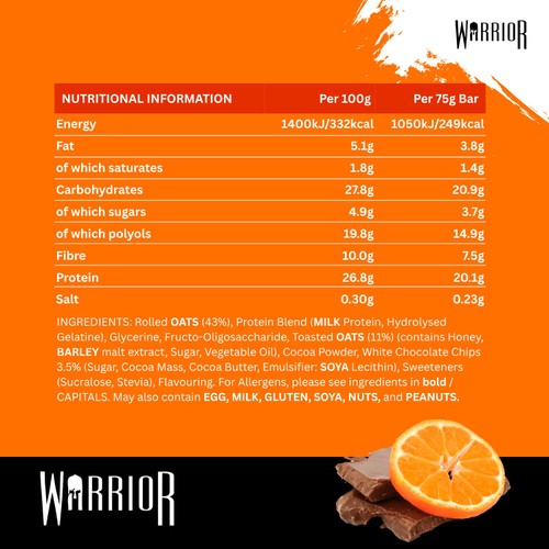 Warrior Raw Protein Flapjack-Chocolate Orange 