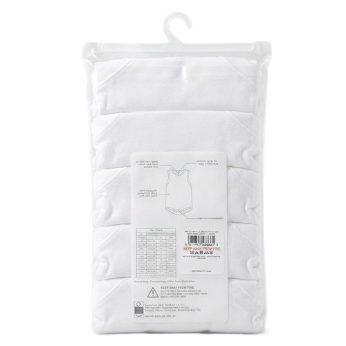 Nutmeg New Born Baby White Sleeveless Bodysuits  