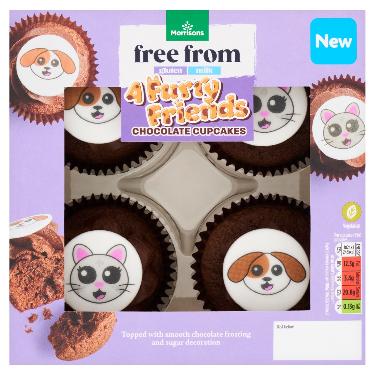 Morrisons Free From 4pk Chocolate Cupcake