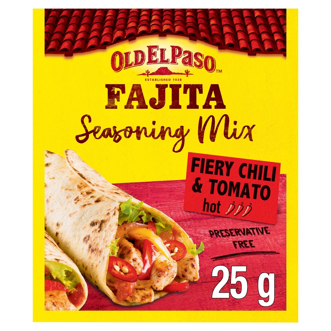 Old El Paso Hot Chili & Tomato Fajita Seasoning Mix 25g