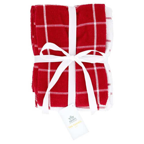 Home Essentials Red Terry Tea Towels 3 Pack