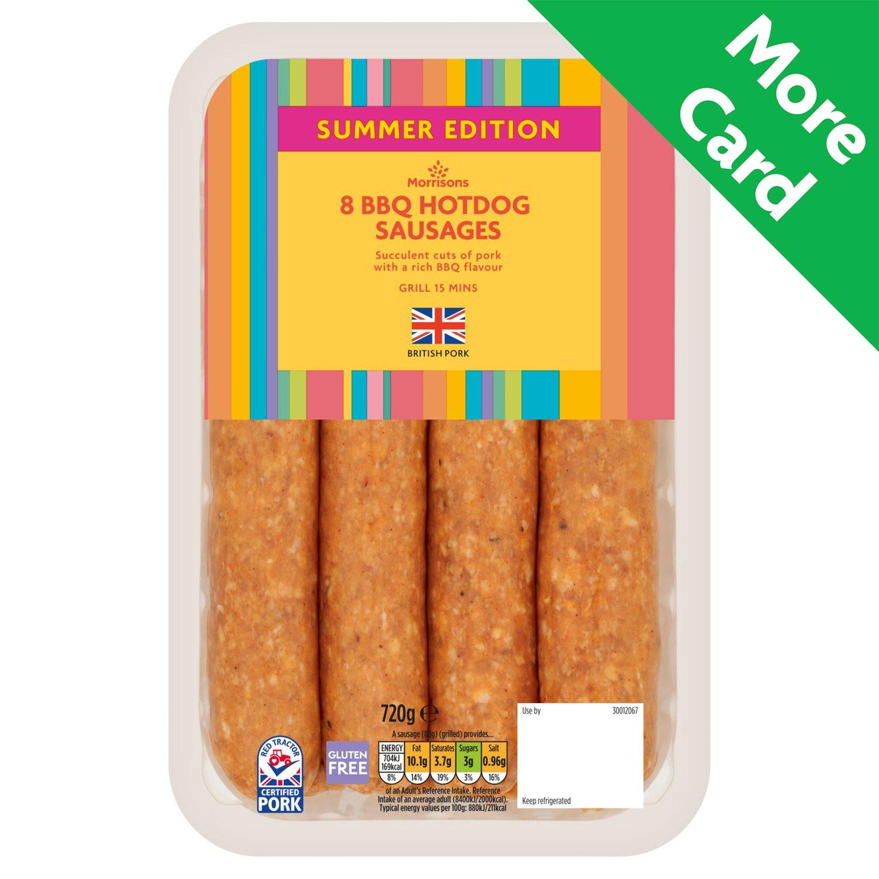 Morrisons 8 BBQ Hotdog Sausages 720g