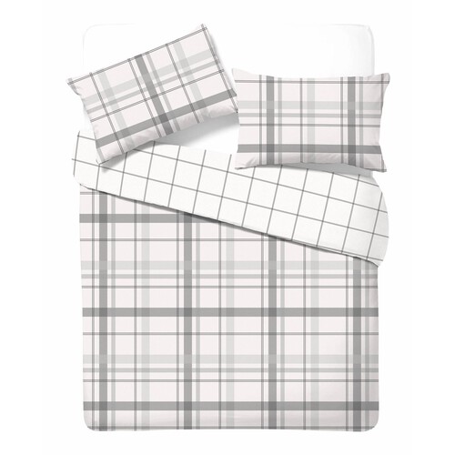 Nutmeg Home Easy Care Grey Check Duvet Double