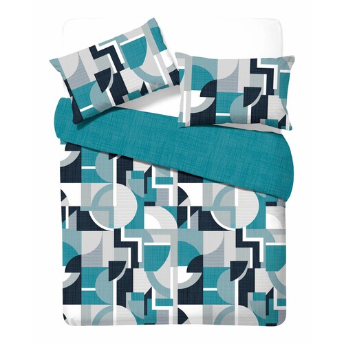 Nutmeg Home Easy Care Teal Geo Duvet Set King