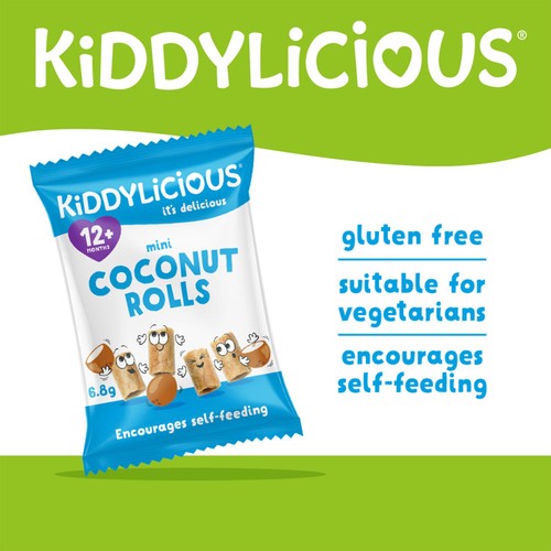 Kiddylicious Original Mini Coconut Rolls Baby Snacks 