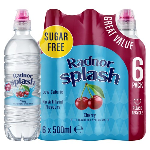 Radnor Splash Cherry Still Flavoured Spring Water 6 x 500ml