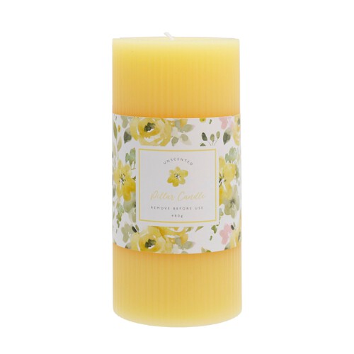 Nutmeg Home Ribbed Pillar Candle Yellow