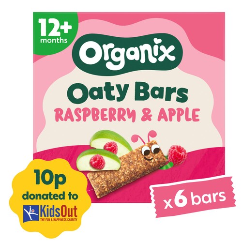 Organix Raspberry & Apple Oaty Bars Organic Toddler Snacks Multipack 6x23g